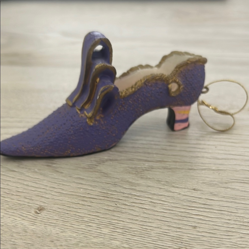 Vintage Resin Purple And Gold “Victorian Shoe” Ornament